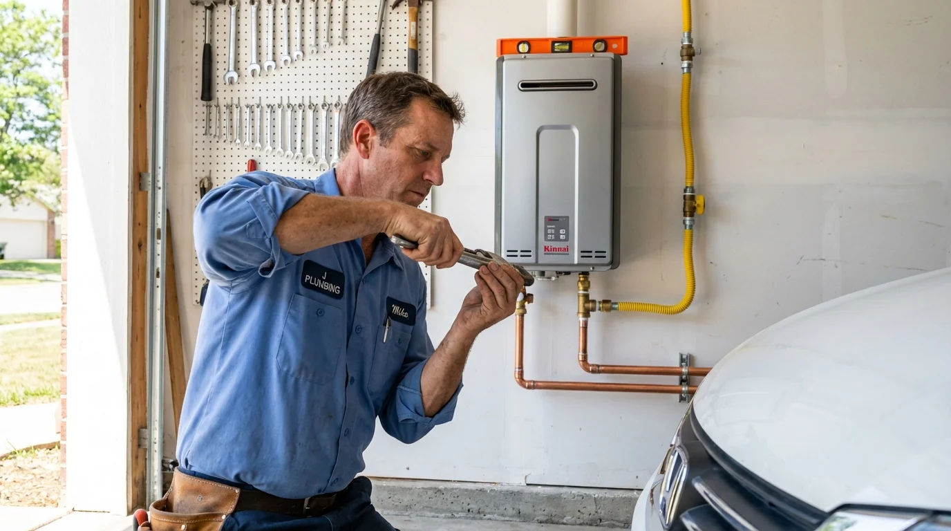 Tankless water heater installation by a Johns Plumbing LLC plumber in Wilder